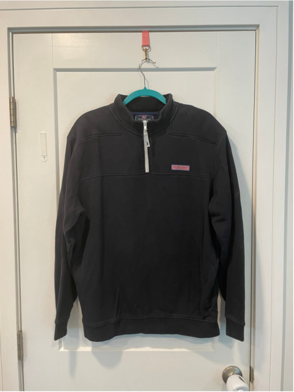 Vineyard Vines Men's 1/4 Zip Pullover Sweatshirt Navy Solid Mock Neck Logo L